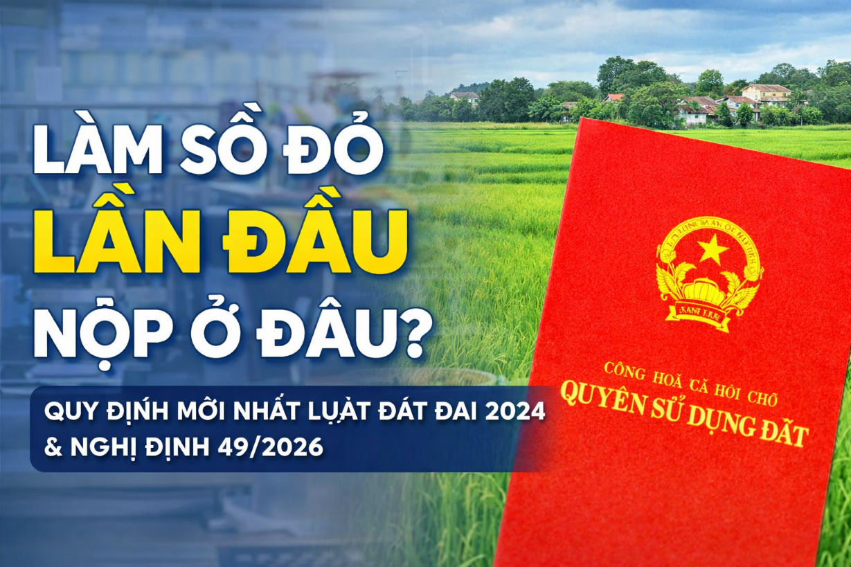 Làm sổ đỏ lần đầu nộp ở đâu? Quy định mới nhất theo Luật Đất đai 2024 và Nghị định 49/2026