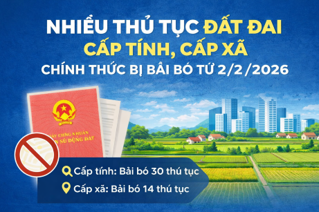 Nhiều thủ tục đất đai cấp tỉnh, cấp xã bị bãi bỏ từ 2/2/2026