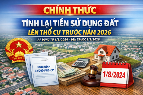 Chính Thức: Được Tính Lại Tiền Sử Dụng Đất Lên Thổ Cư Đã Nộp Từ 1/8/2024 Đến Trước Năm 2026