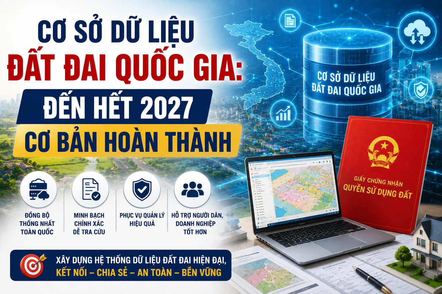 Cơ sở dữ liệu đất đai quốc gia: đến hết 2027 cơ bản hoàn thành