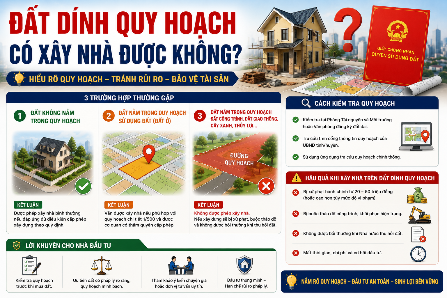 Đất dính quy hoạch có xây nhà được không?