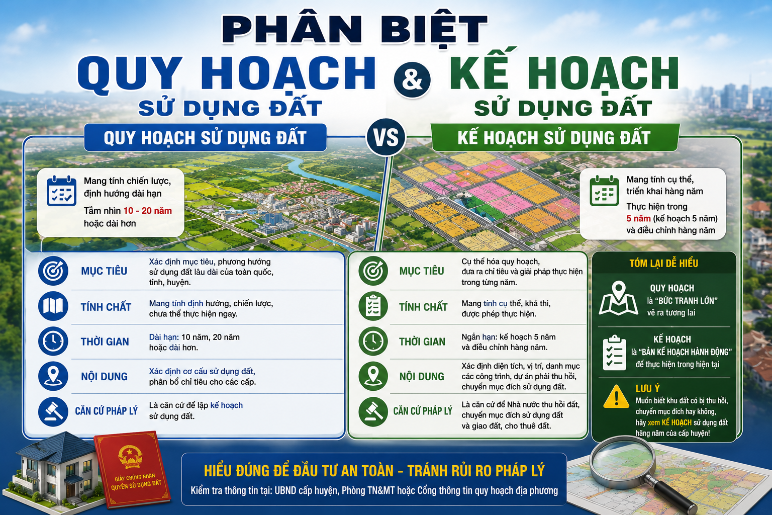 Phân biệt quy hoạch và kế hoạch sử dụng đất