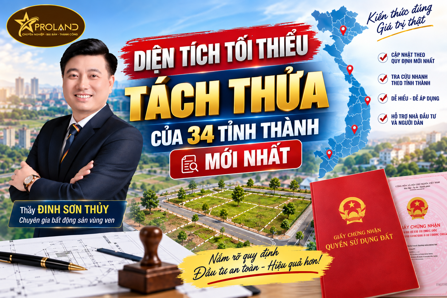 Diện tích tối thiểu được tách thử của 34 tỉnh thành mới nhất 2026