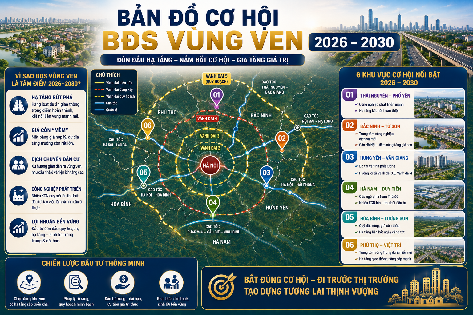 Bản đồ cơ hội đầu tư bất động sản vùng ven 2026-2030