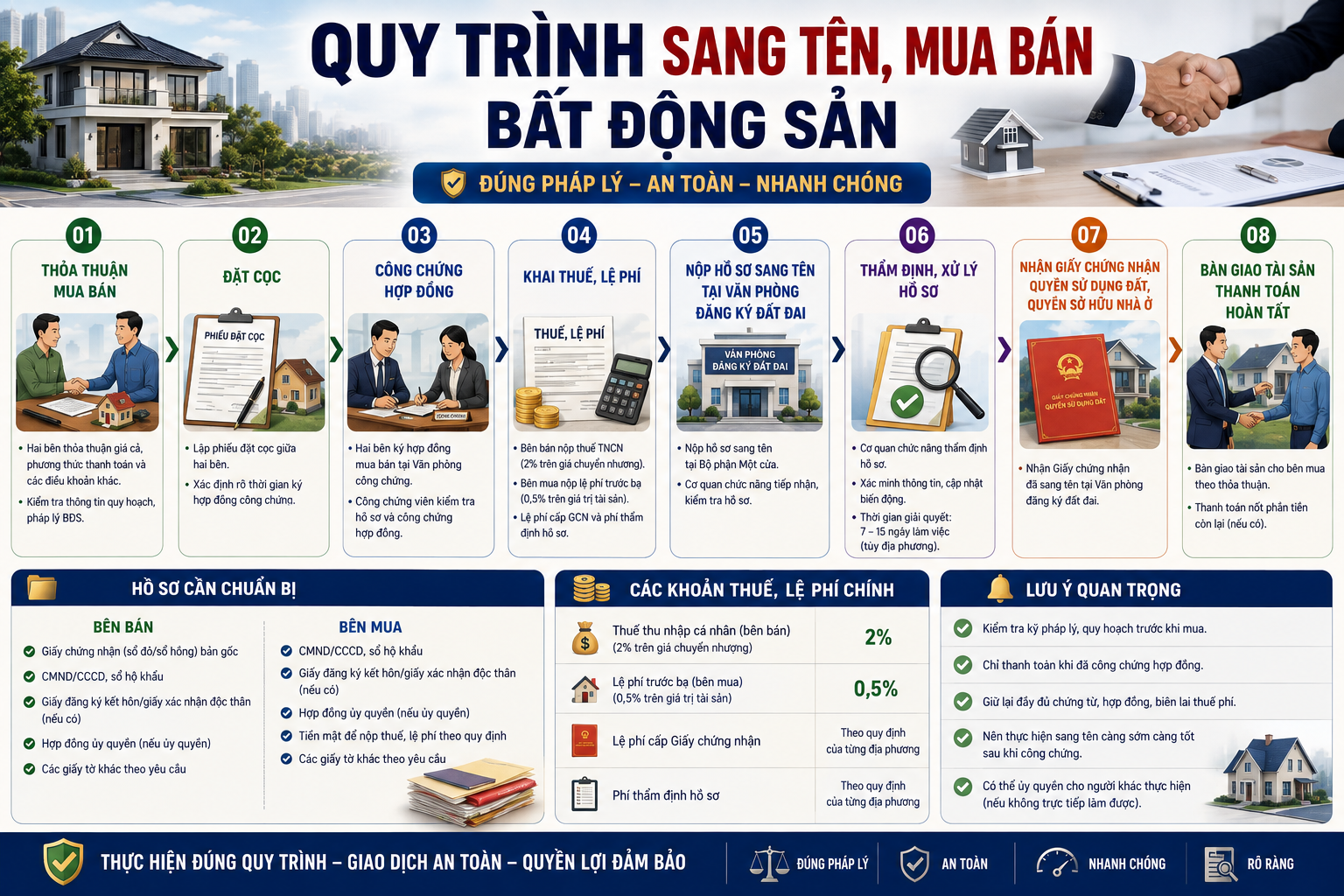 Quy trình sang tên, mua bán bất động sản