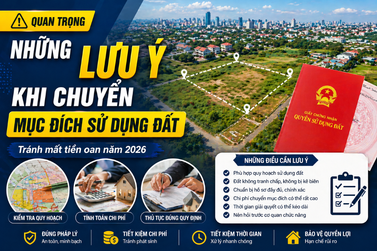 Những lưu ý khi chuyển mục đích sử dụng đất: Tránh mất tiền oan năm 2026
